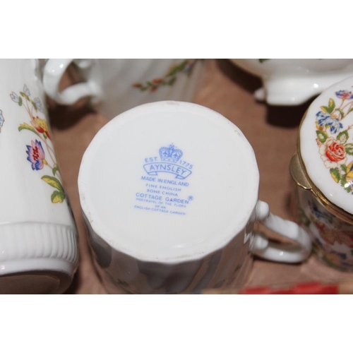 148 - A SMALL TRAY OF AYNSLEY COTTAGE GARDEN CERAMICS TO INCLUDE COFFEE CUPS AND SAUCERS