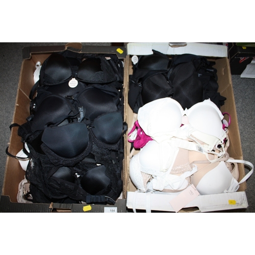 155 - TWO TRAYS OF MODERN LADIES CLOTHING ACCESSORIES, MAJORITY WITH SHOP TAGS