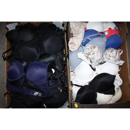 156 - TWO TRAYS OF MODERN LADIES BRAS, MAJORITY WITH SHOP TAGS