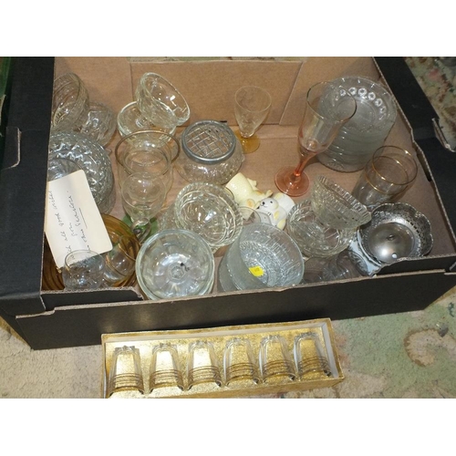 100 - THREE TRAYS OF ASSORTED GLASSWARE TO INCLUDE WEBB CORBET CRYSTAL