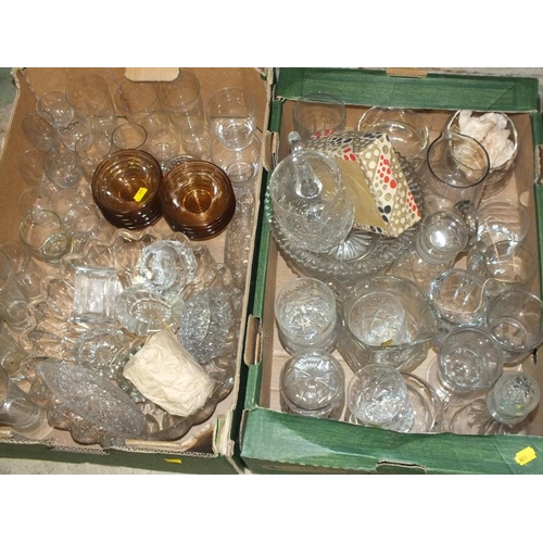 100 - THREE TRAYS OF ASSORTED GLASSWARE TO INCLUDE WEBB CORBET CRYSTAL
