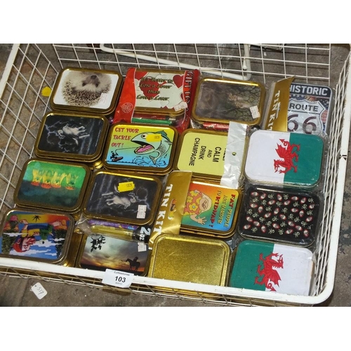 103 - A THREE TIER SHOP DISPLAY STAND CONTAINING SMOKING RELATED ITEMS TO INCLUDE LIGHTERS, POUCHES ETC., ... 