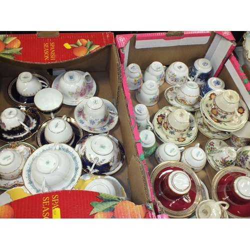 108 - TWO TRAYS OF CUPS AND SAUCERS TO INCLUDE COALPORT, CAULDON CHINA ETC.