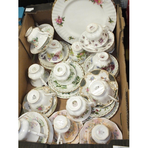 109 - A TRAY OF ASSORTED ROYAL ALBERT CUPS AND SAUCERS TO INCLUDE CLEOPATRA, POPPY, CHELSEA BIRD, AND JOSE... 