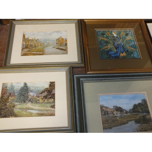 16 - A COLLECTION OF ASSORTED PRINTS TOGETHER WITH AN ANTIQUE PENCIL DRAWING BY GEORGE WILLOUGHBY MAYNARD... 