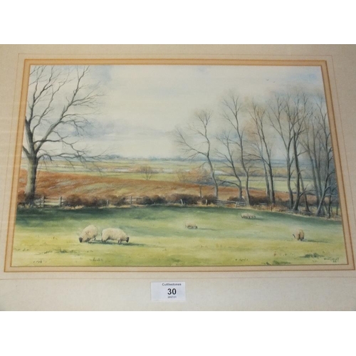 30 - A PAIR OF GILT FRAMED WATERCOLOUR LANDSCAPES SIGNED 'MICK TURLEY' 27 X 38 CM  (2)