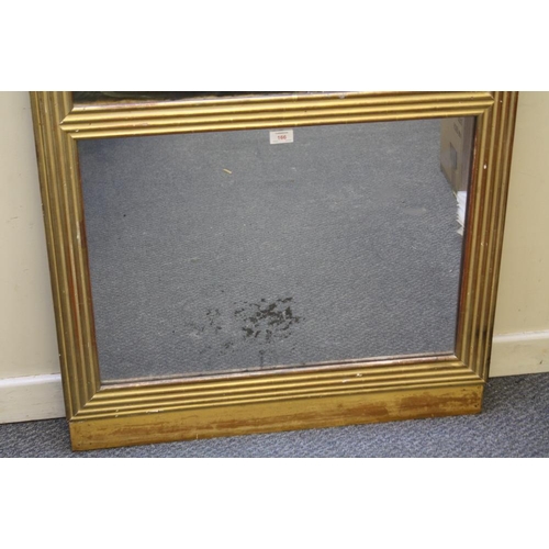 57 - (XIX). A French estuary harbour scene with mirror panel below, unsigned, gilt frame, image dimension... 