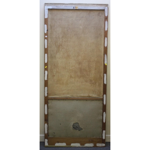 57 - (XIX). A French estuary harbour scene with mirror panel below, unsigned, gilt frame, image dimension... 