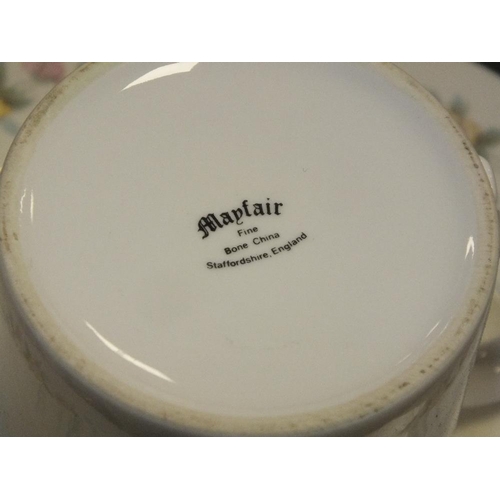 70 - A TRAY OF MAYFAIR CHINA TO INCLUDE A TUREEN, DINNER PLATES ETC.