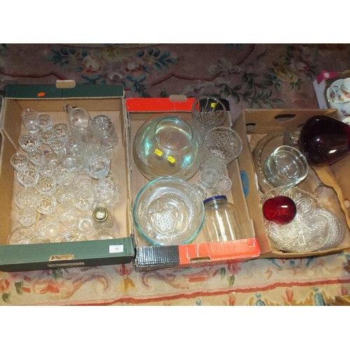 91 - THREE BOXES OF ASSORTED GLASSWARE TO INCLUDE ROYAL BRIERLEY CRYSTAL