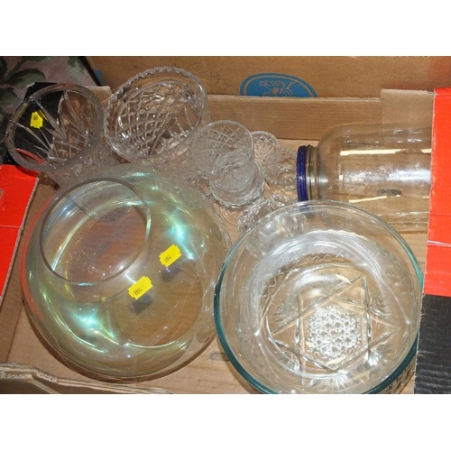 91 - THREE BOXES OF ASSORTED GLASSWARE TO INCLUDE ROYAL BRIERLEY CRYSTAL