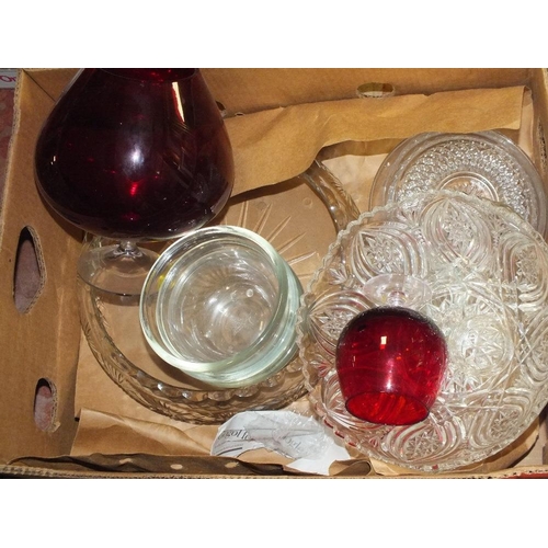 91 - THREE BOXES OF ASSORTED GLASSWARE TO INCLUDE ROYAL BRIERLEY CRYSTAL