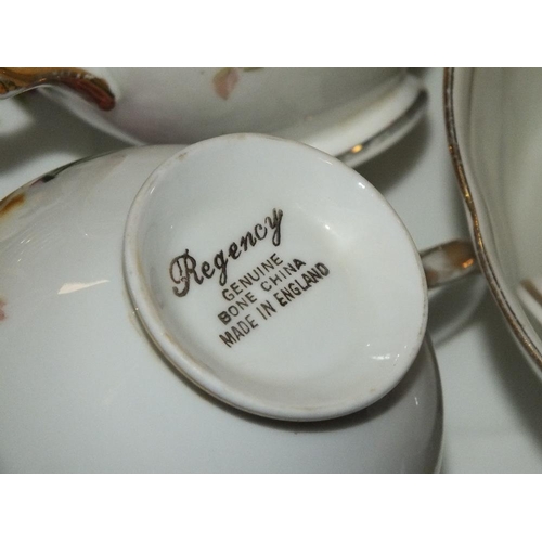 92 - A SMALL TRAY OF REGENCY ROSE PATTERN CHINA