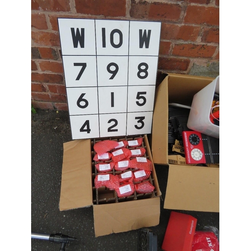 118 - THREE BOXES CONTAINING A SELECTION OF ITEMS TO INCLUDE A BOX OF CREDIT CARD READERS, HOOPLA GAME, TH... 