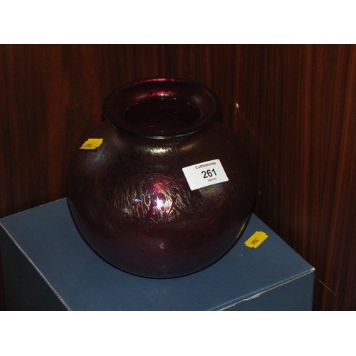 261 - A BOXED ROYAL BRIERLEY ART GLASS VASE