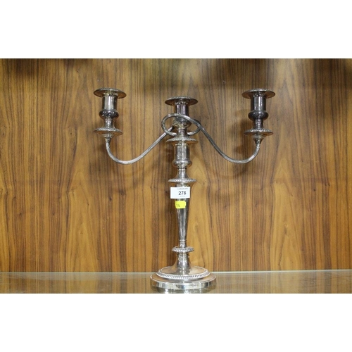 276 - A BARKER ELLIS SILVER PLATED THREE BRANCH CANDELABRA
