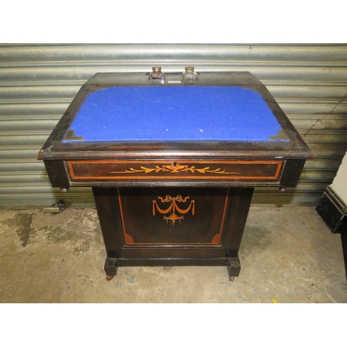 729 - AN EDWARDIAN EBONISED DAVENPORT DESK W-56 CM