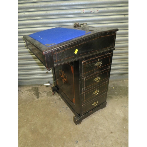 729 - AN EDWARDIAN EBONISED DAVENPORT DESK W-56 CM
