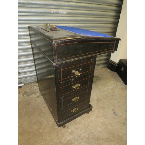 729 - AN EDWARDIAN EBONISED DAVENPORT DESK W-56 CM