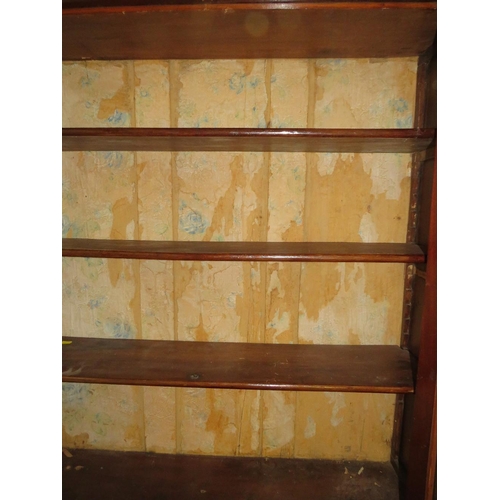 739 - AN ANTIQUE OAK GLAZED BOOKCASE H-200 W-104 CM