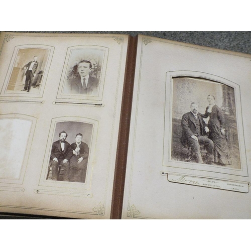 209 - A VICTORIAN PHOTOGRAPH ALBUM TOGETHER WITH LOOSE PHOTOS