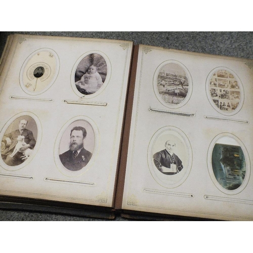 209 - A VICTORIAN PHOTOGRAPH ALBUM TOGETHER WITH LOOSE PHOTOS