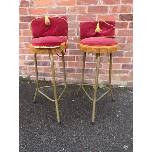 753 - A PAIR OF VINTAGE UPHOLSTERED STOOLS