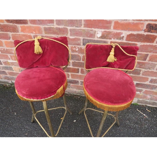 753 - A PAIR OF VINTAGE UPHOLSTERED STOOLS