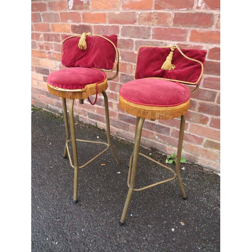 753 - A PAIR OF VINTAGE UPHOLSTERED STOOLS