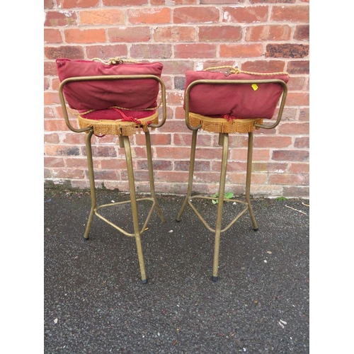 753 - A PAIR OF VINTAGE UPHOLSTERED STOOLS