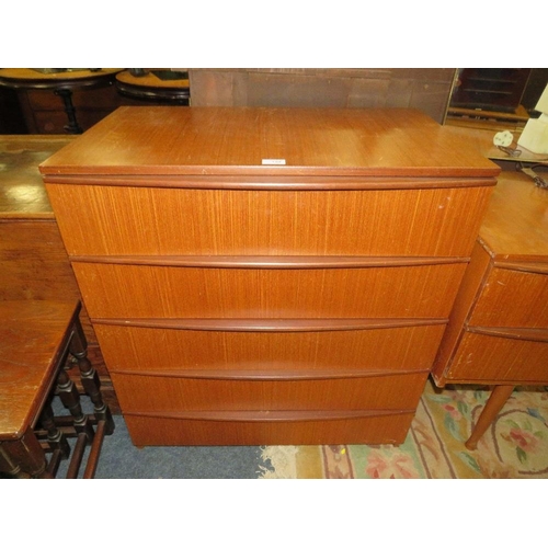 759 - A RETRO TEAK FIVE DRAWER CHEST OF DRAWERS H-83 CM W-76 CM