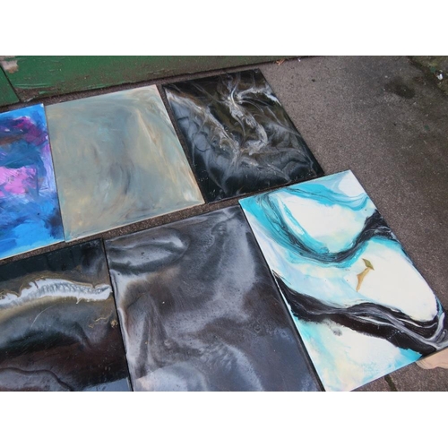 761 - THREE GOTHIC STYLE BRACKETS WITH A QUANTITY OF PAINTED PANELS