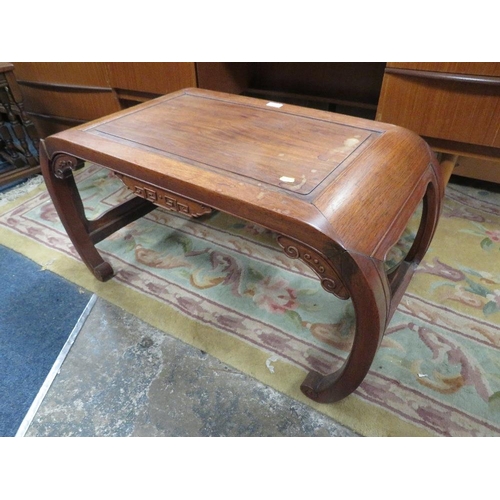 769 - A CHINESE HARDWOOD CARVED TABLE W-89 CM A/F
