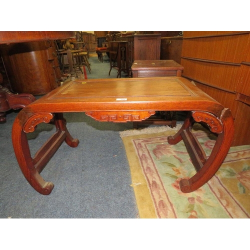 769 - A CHINESE HARDWOOD CARVED TABLE W-89 CM A/F