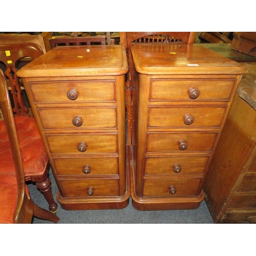 773 - A PAIR OF ANTIQUE MAHOGANY SLIM PEDESTALS OF FIVE DRAWERS H-86 CM W-41 CM S/D (2)