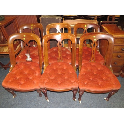 774 - A SET OF SIX ANTIQUE MAHOGANY SCOOP BACK DINING CHAIRS