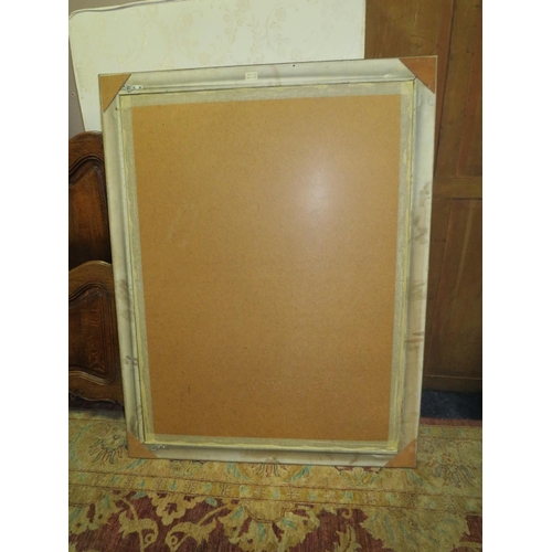 778 - A LARGE MODERN BLACK AND GILT RECTANGULAR WALL MIRROR 138 X 106 CM