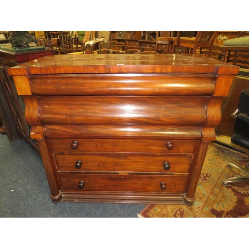 783 - AN ANTIQUE MAHOGANY SCOTTISH FIVE DRAWER CHEST H-113 W-125 CM