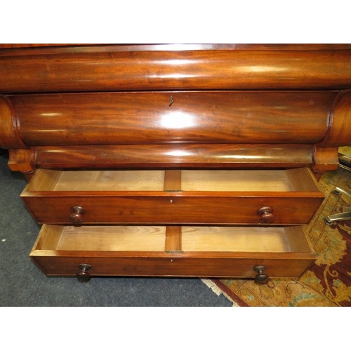 783 - AN ANTIQUE MAHOGANY SCOTTISH FIVE DRAWER CHEST H-113 W-125 CM