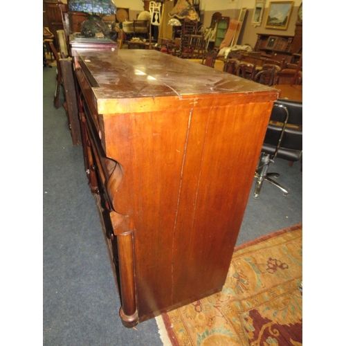 783 - AN ANTIQUE MAHOGANY SCOTTISH FIVE DRAWER CHEST H-113 W-125 CM