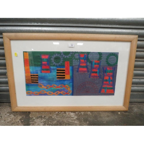 18 - A BLACK COUNTRY INTEREST FRAMED AND GLAZED TAPESTRY PICTURE SIGNED CHARLOTTE HODGE LOWER RIGHT - OVE... 