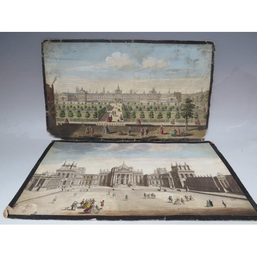 37 - A SET OF FOUR 18TH CENTURY COLOURED ENGRAVINGS DATED 1749, of various residences 'Governor Pitts Hou... 