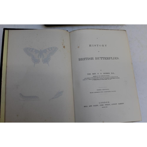 108 - MORRIS' BRITISH BUTTERFLIES BY REV. F.O. MORRIS, third edition, together with 'Butterflies and Moths... 
