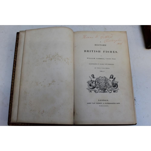 109 - VOLUME I AND II OF YARDELL'S BRITISH FISHES 1836, signed Thomas W Giffard - Chillington 1936