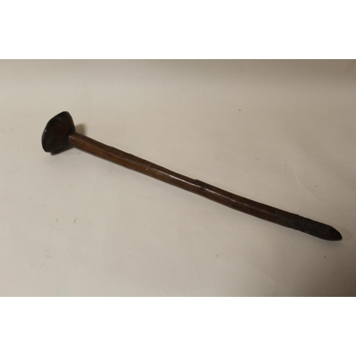 118 - A VINTAGE AUSTRALIAN ABORIGINAL THROWING CLUB, having a conical head and pointed tip, L 57 cm