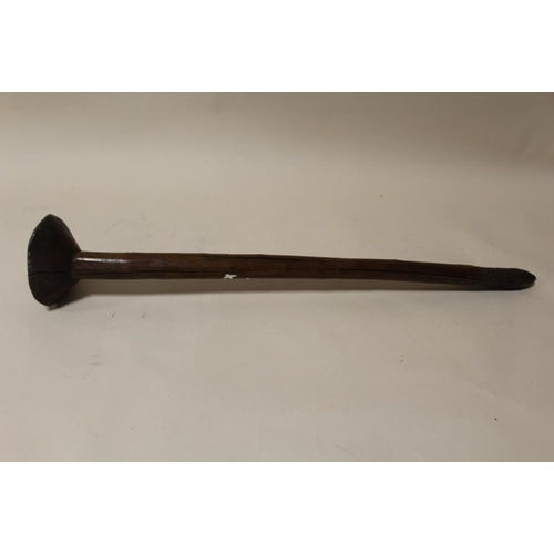 118 - A VINTAGE AUSTRALIAN ABORIGINAL THROWING CLUB, having a conical head and pointed tip, L 57 cm