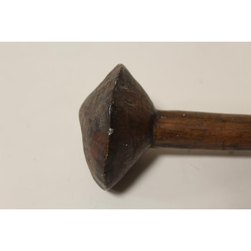118 - A VINTAGE AUSTRALIAN ABORIGINAL THROWING CLUB, having a conical head and pointed tip, L 57 cm