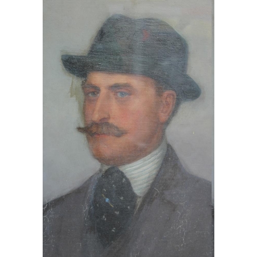 70 - A LATE 19TH / EARLY 20TH CENTURY HEAD AND SHOULDER PORTRAIT STUDY OF A GENTLEMAN WEARING A HAT, unsi... 