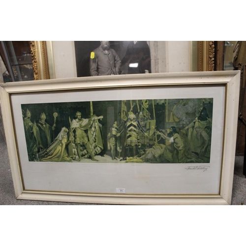 71 - FRANK O. SALISBURY. A 1919 medieval palace interior scene with criminals being sentenced by King. Si... 