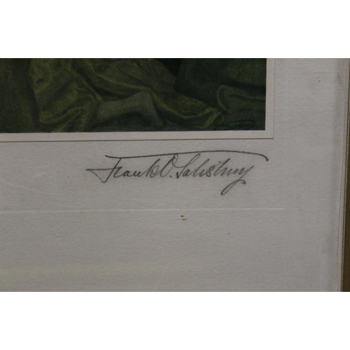 71 - FRANK O. SALISBURY. A 1919 medieval palace interior scene with criminals being sentenced by King. Si... 